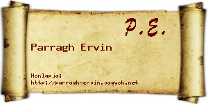 Parragh Ervin névjegykártya